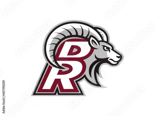Ram Head, Fierce Stare Mascot Front View