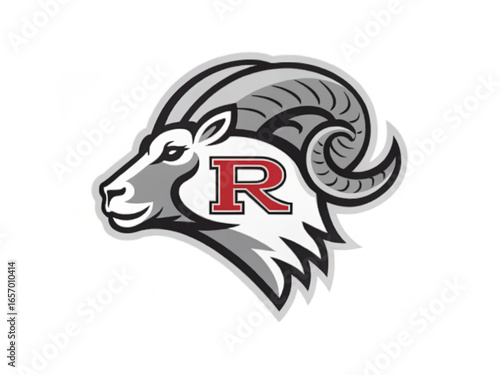Ram Head, Fierce Stare Mascot Front View