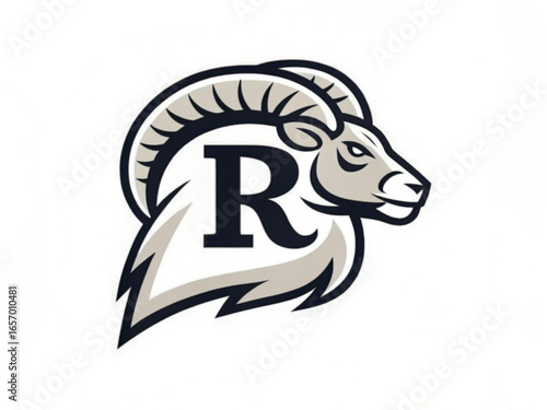 Ram Head, Fierce Stare Mascot Front View