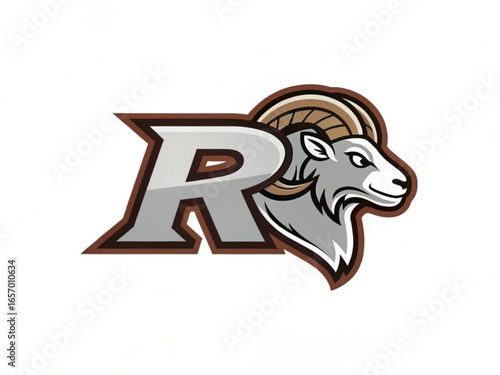 Ram Head, Fierce Stare Mascot Front View