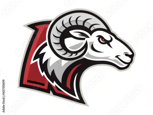 Ram Head, Fierce Stare Mascot Front View