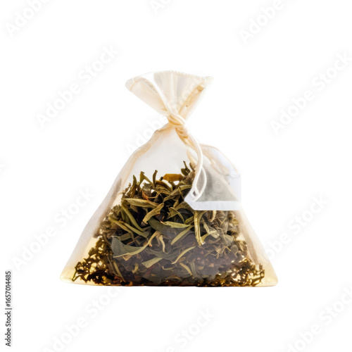 Herbal Tea Bag with Loose Leaves Wrapped in Organza Material