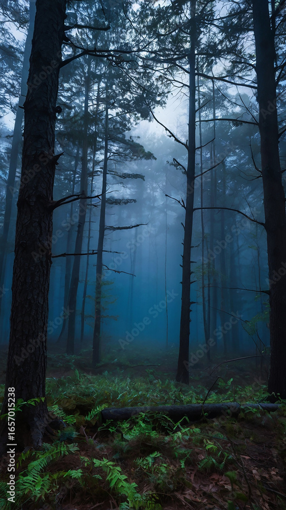 Fototapeta premium Mystical Fog Rolling Through Forest Floor – South Carolina National Park