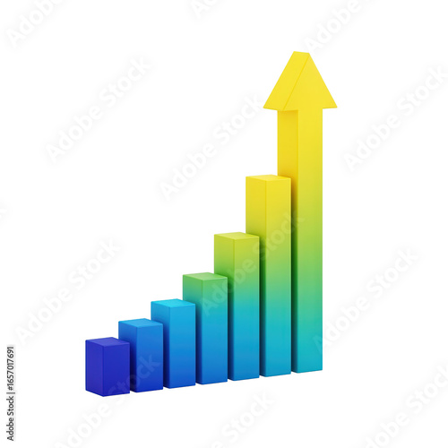 Free Download Colorful 3d bar graph showing upward trend and growth isolated on transparent background - GFXLoad