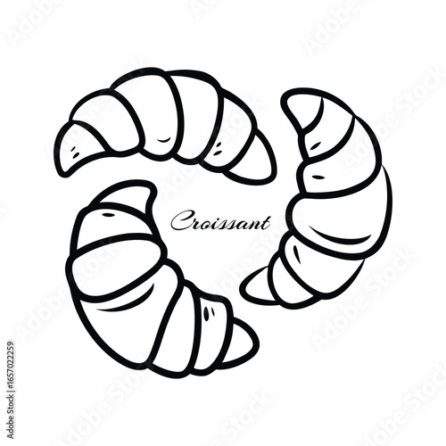 croissant line art vector in a white background