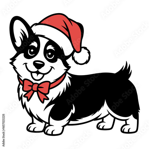 Corgi with Santa Hat