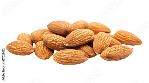 Pile of Almonds on Transparent Background, Close Up View