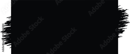 Black brush stroke with distressed edges isolated on a white background, grunge texture, abstract art