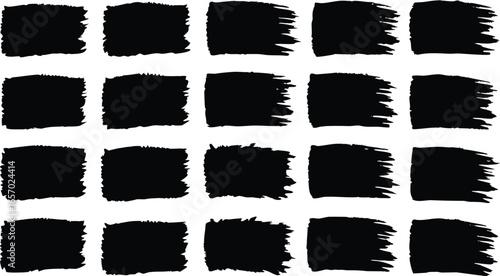 Group of black brush strokes isolated on white background