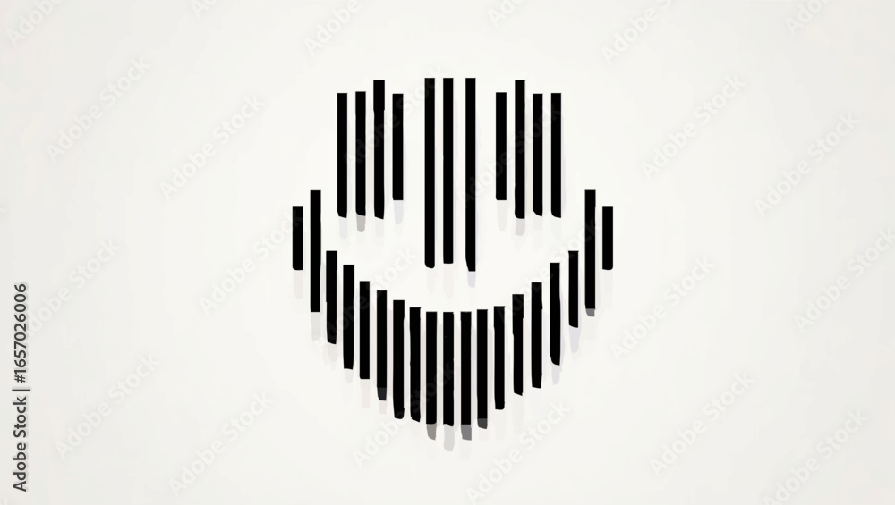 Fototapeta premium Barcode Smiley Face Illustrates Data Positivity
