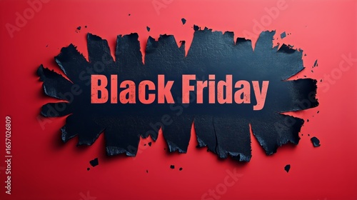 Black Friday Promotional Announcement on a Torn Black and Red Background for ...
