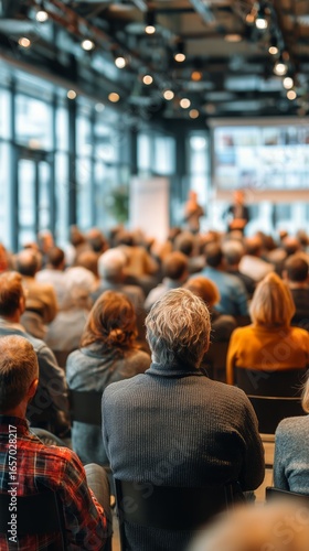 Attendees Engaged in Discussion at a Conference in a Modern Venue in the Afte...