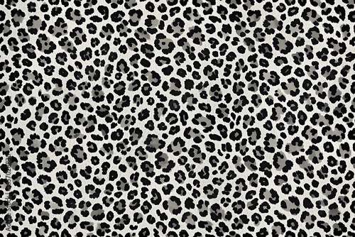 Seamless leopard pattern with black and gray spots on a white background