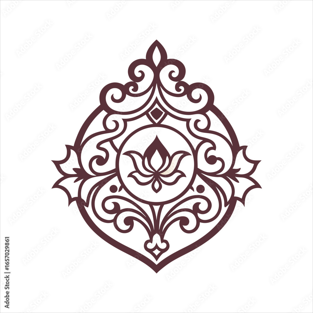 Fototapeta premium Decorative Ornamental Silhouette Line Art for Packaging Design
