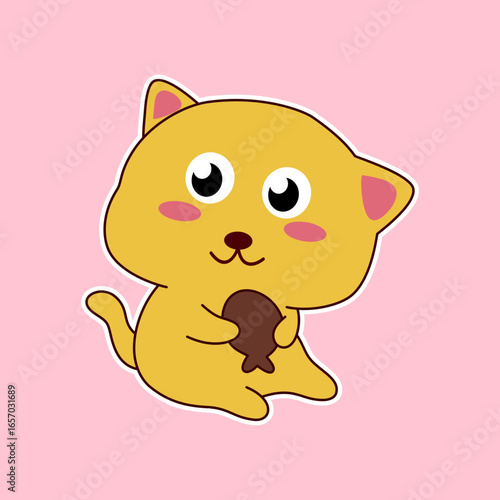 Adorable cartoon kitten stickers playful and cute character 