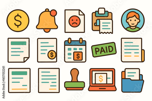Finance, payments flat icon set. budgeting, accounting, expense management icons