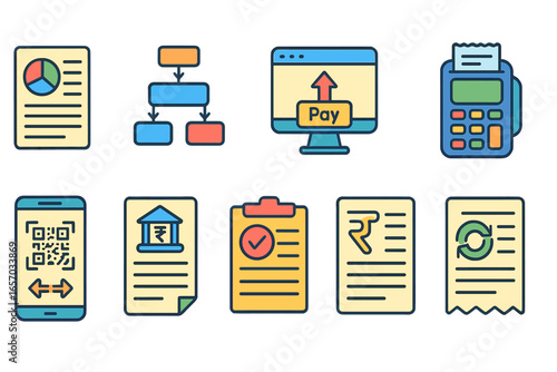 Business, finance line icon set. payment methods, digital banking outline collection