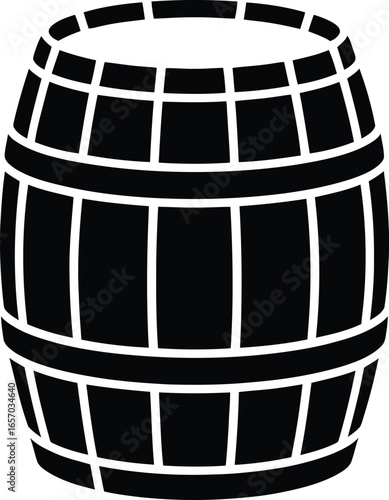 Black Silhouette Of A Wooden Barrel On White Background cask