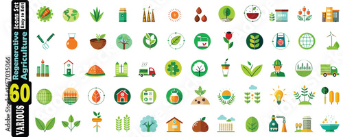 Extensive Set of Regenerative Agriculture Icons for Easy Editing and Use farming farm
