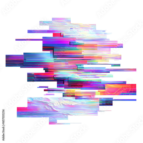 Retro Glitch Shape Abstract Digital Distorted Design