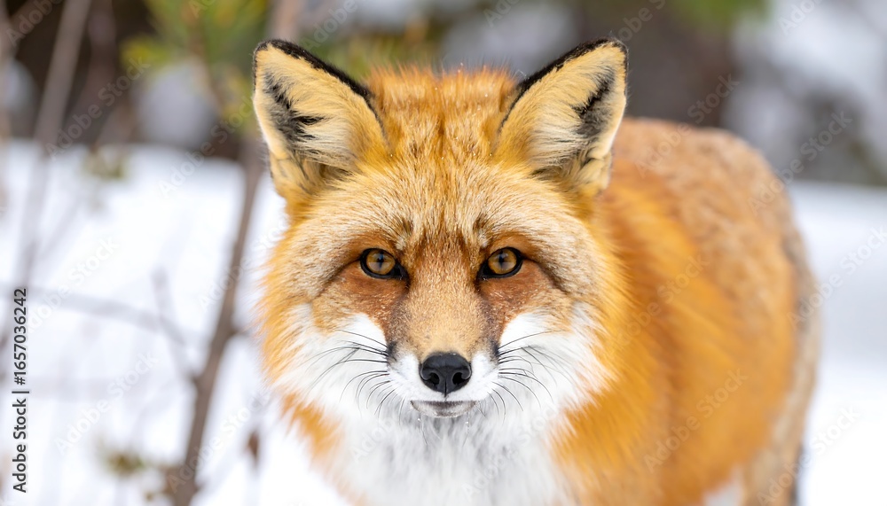 Obraz premium Close-up of a red fox in the snow.
