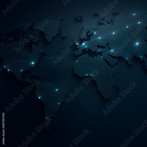 world map on black background