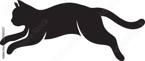 Silhouette of a dynamic cat leaping through the air