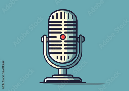 Retro microphone, vector color illustration