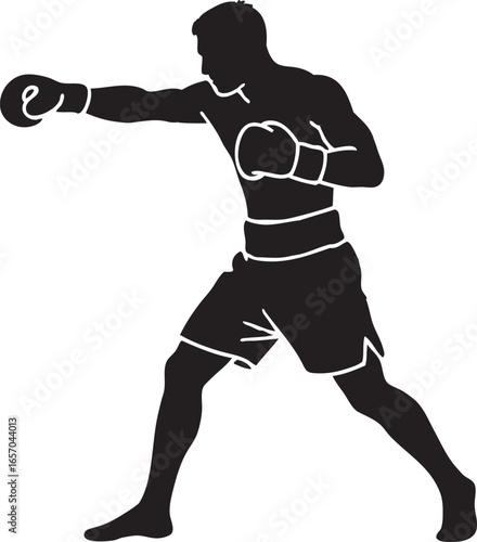 Silhouette of a dynamic man boxing silhouette illustration