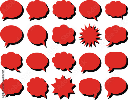Red Speech Bubbles A Collection of 20 Vector Silhouettes