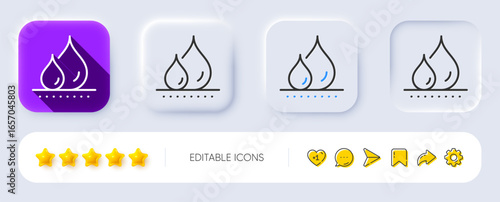 Waterproof line icon. Neumorphic, Flat shadow, 3d buttons. Water resistant sign. Drop protection symbol. Line waterproof icon. Social media icons. Vector