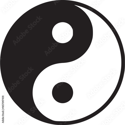 Yin yang symbol isolated on white background, representing balance and harmony in taoism, perfect for spiritual and philosophical designs