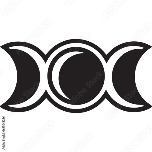 Triple moon goddess symbol wiccan pagan magic spiritual religion isolated on white background