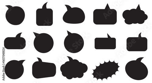 Set of vector speech bubble labels. Retro color special offer design elements, chat emblem, black callout