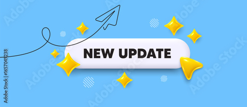 New update search bar. Share plane line icon. New update. New arrival sign. Advertising offer symbol. Search button with 3d sparkles. Vector