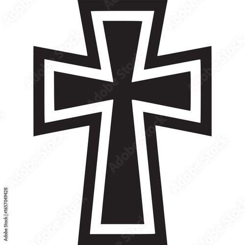 Iron cross symbol, a historical military decoration and religious icon, isolated on white background