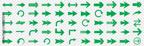 Arrow icon set, arrow cursor collection, Green arrows icons vector set. Collection of Green vector arrows. Mega set of vector arrows. Green long arrow icon. Green long arrow icon vector collection.