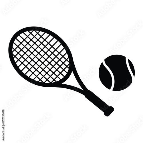 Tennis racket and ball, equipment for sport game, representing activity, exercise, and recreation in a competitive match