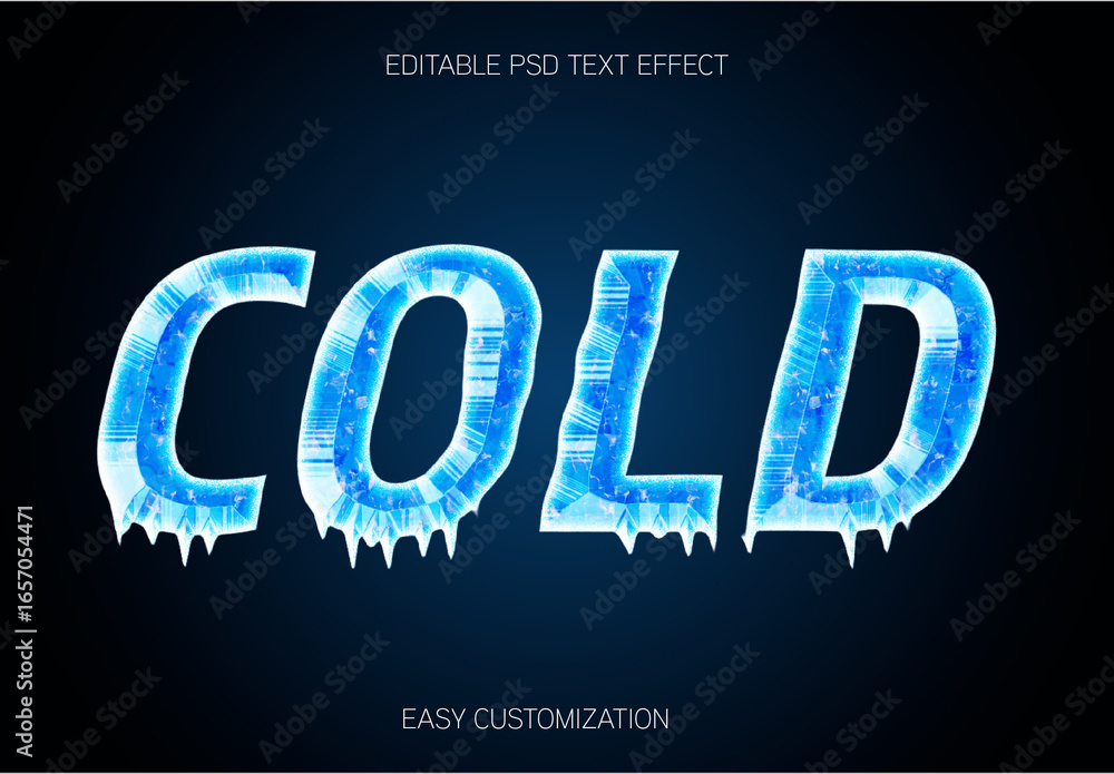 Cold Lettering Word Blue Cold Font Beveled Frozen Melting Text Effect Stock Template ...