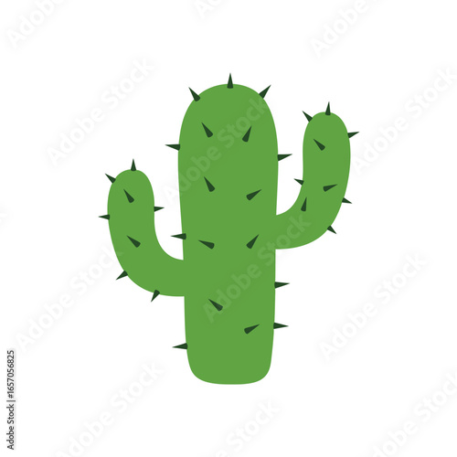 Illustration of a green cactus, a desert plant with sharp spines, perfect for botanical and naturethemed designs and illustrations