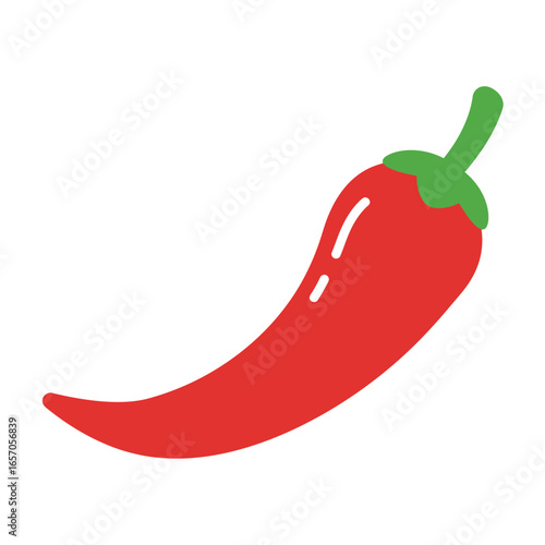 Illustration of a red chili pepper, a spicy vegetable used as ingredient in cooking, perfect for food and cuisinethemed designs