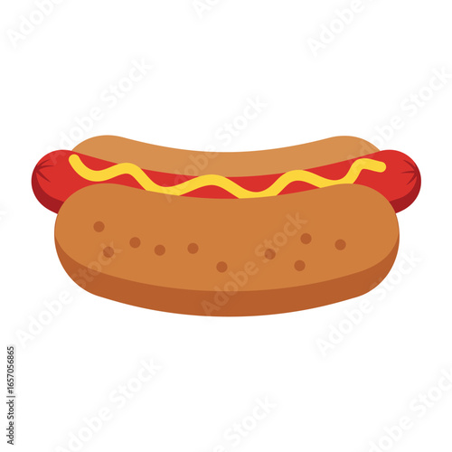 Illustration of a hotdog with mustard, a classic fast food snack, perfect for foodthemed designs and illustrations