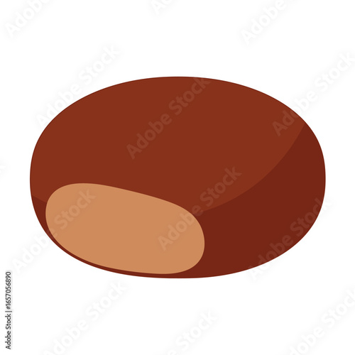 A single brown chestnut, representing a popular autumn food and ingredient for various cuisines