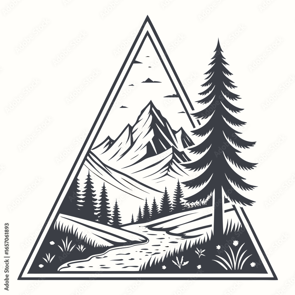 Obraz premium Nordic Mountain Landscape with Minimal Style