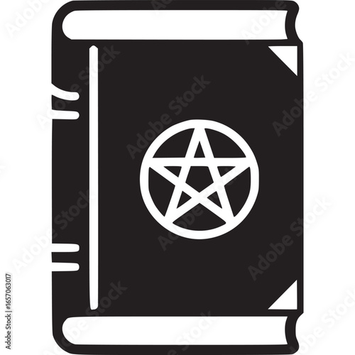 Spellbook with pentagram isolated on white background, representing magic, occultism, and witchcraft in a vintage, minimalist design