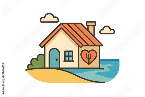 A creative illustration of a woman cooking at home is set against a healthy 2D flat vector background, symbolizing safety first in the context of Covid