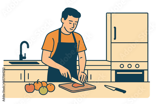 Person in the kitchen cooking a meal at their residence