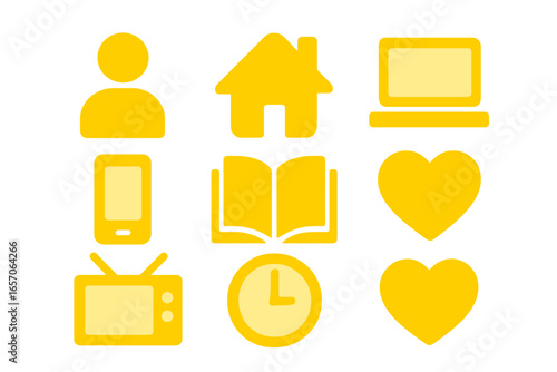 Collection of stay at home icons and colour icons