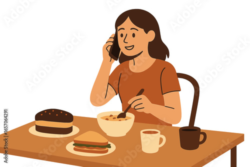 Woman enjoying a nutritious morning meal in the comfort of her own home