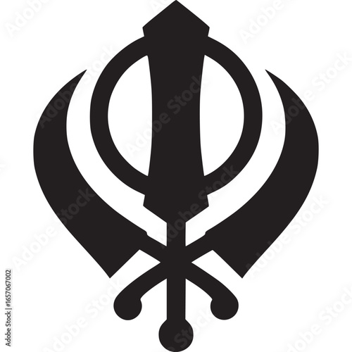 The khanda symbol isolated on white background, a central emblem of the sikh faith, representing divine power, justice, and the unity of god